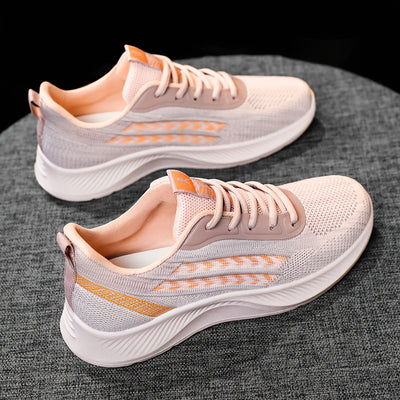 Women's Breathable Mesh Running Shoes, Lightweight Low-Top Casual Sports Sneakers with Lace-Up Closure, Fabric Upper and PU Sole