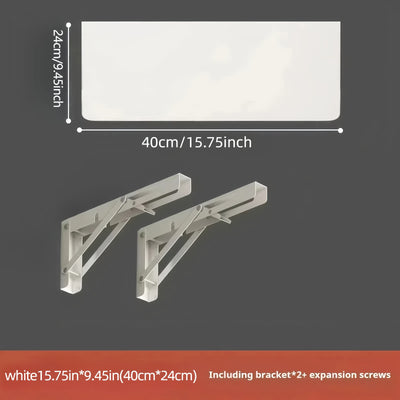 Space-Saving White Wooden Wall-Mounted Folding Desk - Adjustable & Foldable Computer Monitor and Laptop Stand with Cork Material, Ideal for Home & Office Organization, Perfect for Kitchen, Dorms