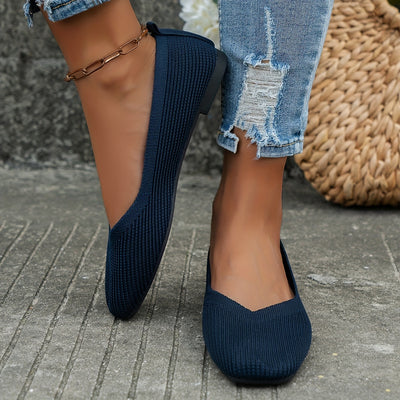 Women's Breathable Knit Slip On Shoes, Casual Square Toe Outdoor Shoes, Lightweight & Comfortable Shoes